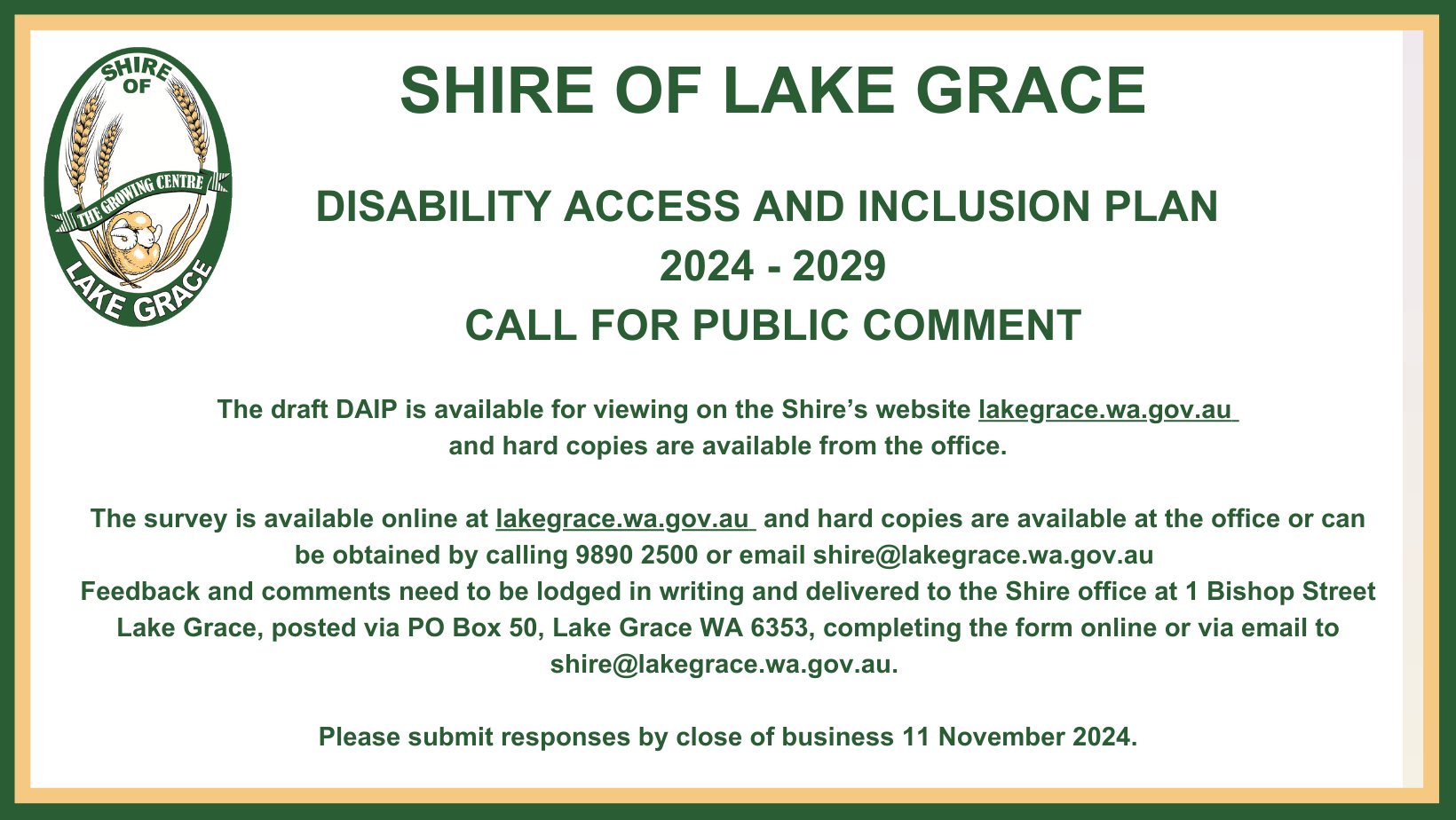 Disability Access and Inclusion Plan - Open for public comment